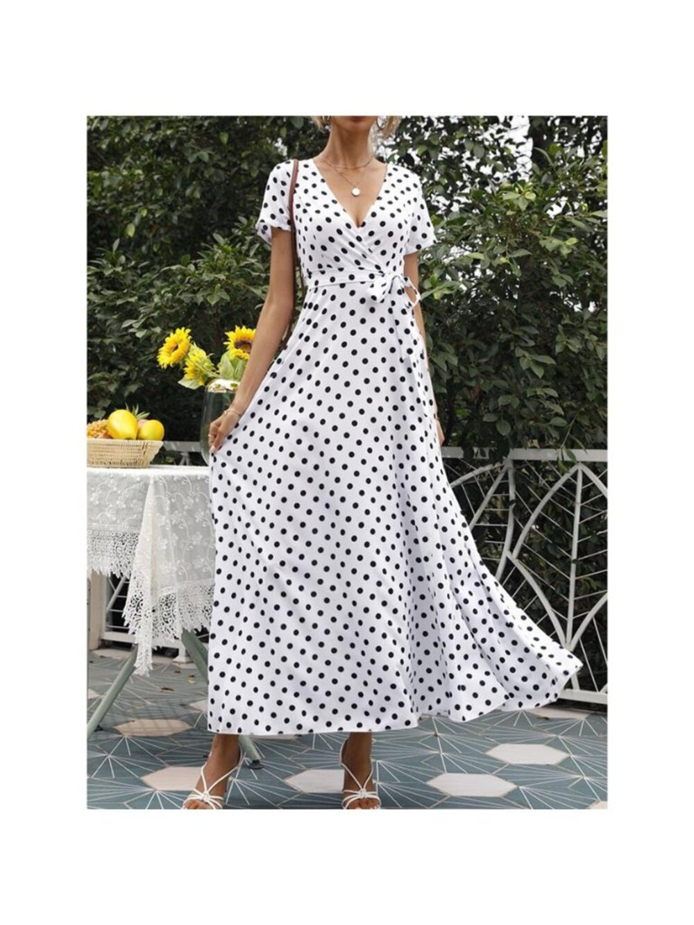 Polka Dot Wrap Maxi Dress